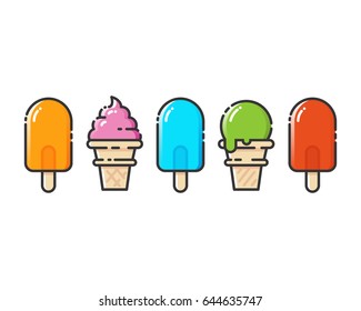 Colorful ice cream set.