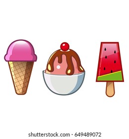 Colorful ice cream set. Vector illustration