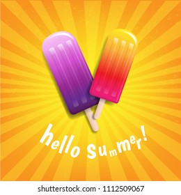 Colorful Ice Cream Sunburst Background With Gradient Mesh, Vector Illustration