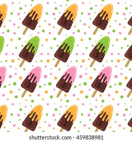 Colorful ice cream texture. Vector vintage seamless pattern.