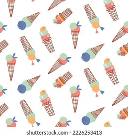 Colorful ice cream trendy cute seamless vector pattern