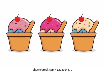 Colorful ice cream vector illustration on isolated background