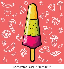 Colorful ice cream vector illustration.