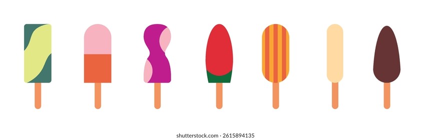 Colorful Ice Cream vector illustration set