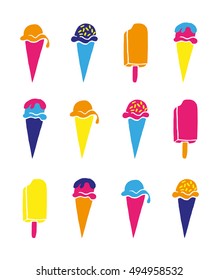 Colorful ice cream vector pattern