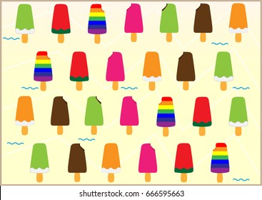Colorful ice creams in summer. - Illustration
Summer, Vanilla Ice Cream, Chocolate, Cream, Dessert,
rainbow Ice cream, orange , green tea