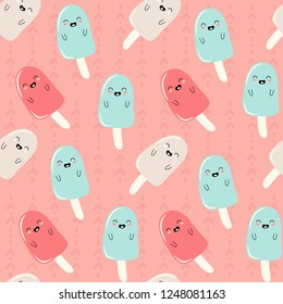 colorful ice lolly on pink background