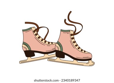 Colorful ice skates for figure skating in winter.  Vector illustration