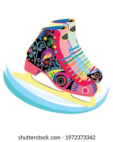 Colorful ice skates vector art 