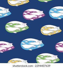 Colorful Iceberg seamless pattern background. Earth day Love your planet vector pattern.