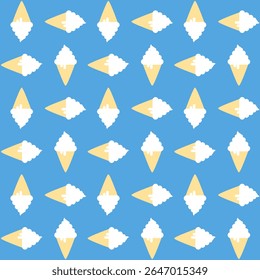 Padrão colorido do vetor do cone do sorvete em um tema de verão. Sorvete em um cone de waffle. Sobremesa de alimentos doces para tecidos, embalagem, têxteis, cartão, papelaria e casos de telefone.