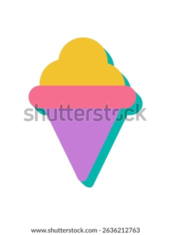 Colorful icecream icon in flat style. Modern dessert shape with a playful cone element. Abstract representation of fun, minimal design, perfect for retro themes and graphic applications.
