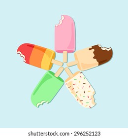 colorful ice-scream collection vector