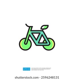 Colorful Icon of a Bicycle with Green Accents Representing Eco-Friendly Transportation and Urban Mobility