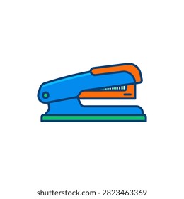 A colorful icon of a blue and orange stapler, a common office supply for fastening papers.