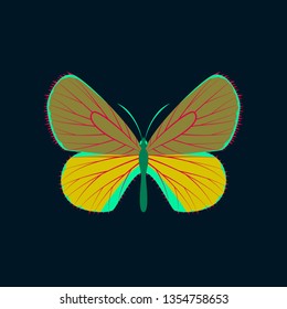 Colorful icon of butterfly isolated on dark blue