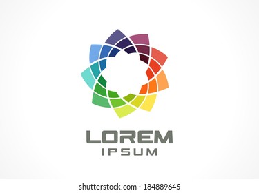 Colorful icon design element. Abstract logo idea for business company.  Eco, green, flower, SPA, Cosmetics and medical concepts.  Pictogram for corporate identity template. Stock Illustration (Vector)