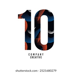 Colorful icon design with number 10. Vector illustration.