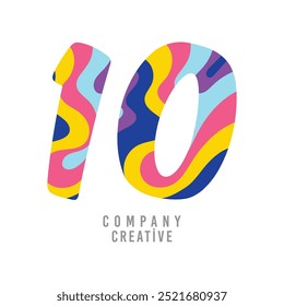 Colorful icon design with number 10. Vector illustration.