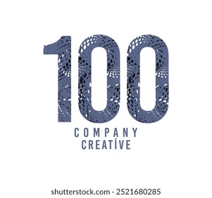 Colorful icon design with number 100. Vector illustration.