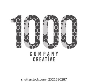 Colorful icon design with number 1000. Vector illustration.