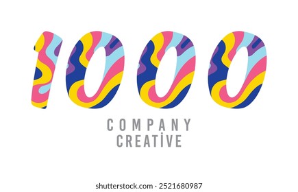 Colorful icon design with number 1000. Vector illustration.
