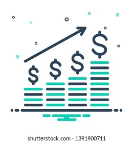 Colorful icon for dollar analysis bars chart 