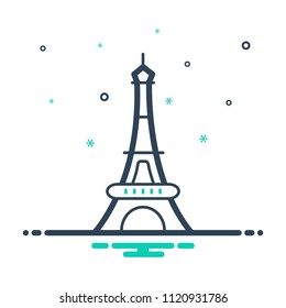 colorful icon for eiffel tower
