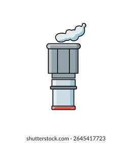 A colorful icon of a factory chimney emitting smoke, symbolizing industrial pollution or power generation. Ideal for environmental issues, industry, and energy themes.