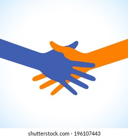 Colorful icon hand shake, vector illustration for business and finance 