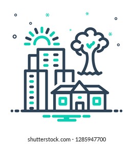 Colorful icon for hometown