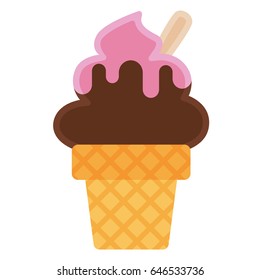 Colorful icon ice cream flat icon. Vector illustration
