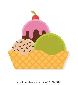 Colorful icon ice cream flat icon. Vector illustration