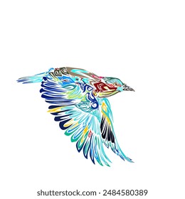 colorful icon illustration of a bird in flight