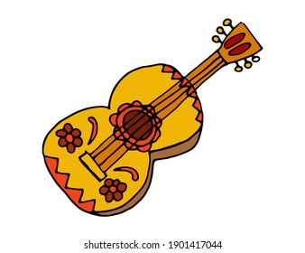 bunter Symbol mexicas Element, Vektorgrafik einzeln Gitarre