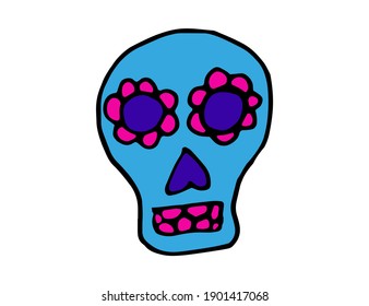 colorful icon mexica's  item vector isolated skull