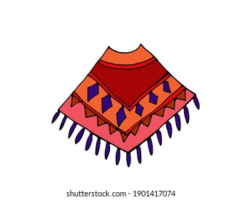 colorful icon mexica's  item vector isolated poncho
