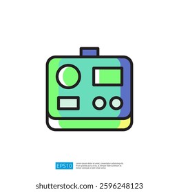 Colorful Icon of a Modern Control Device with User Interface Elements in Abstract Design Focused on Functionality and Technology