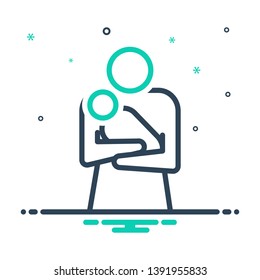 Colorful icon for mother with baby in arms