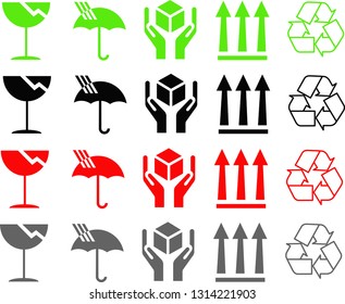 Colorful icon for packaging box and safe packaging