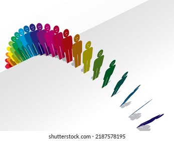 Colorful Icon People Procession Vector Illustration