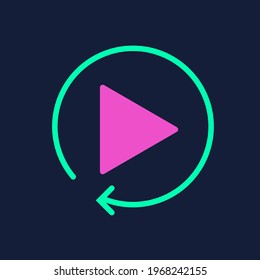 Colorful icon of a replay button