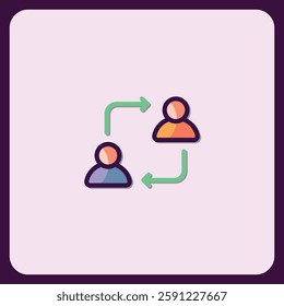 Colorful Icon Representing Data Exchange Between Two People