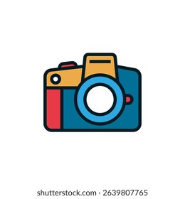 Colorful icon of a retro camera, perfect for photography, travel, or vintage-themed projects.