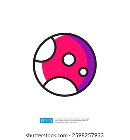 Colorful Icon of a Round Ball with Pink and Purple Patterns Against a White Background