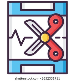 Colorful Icon of Scissors Cutting a Graph on a Clipboard