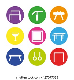 Colorful Icon Set With Artistic Gymnastics Equipment