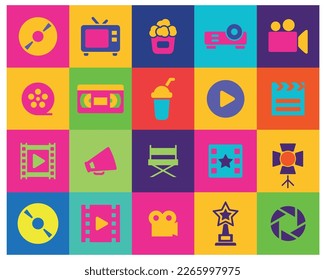 Colorful icon set conceptual design