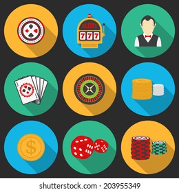 Colorful icon set on a casino theme. Gambling, casino, money icons.