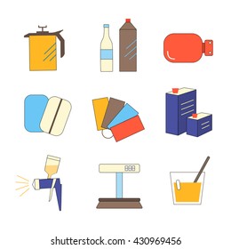 Colorful  icon set selection of enamel